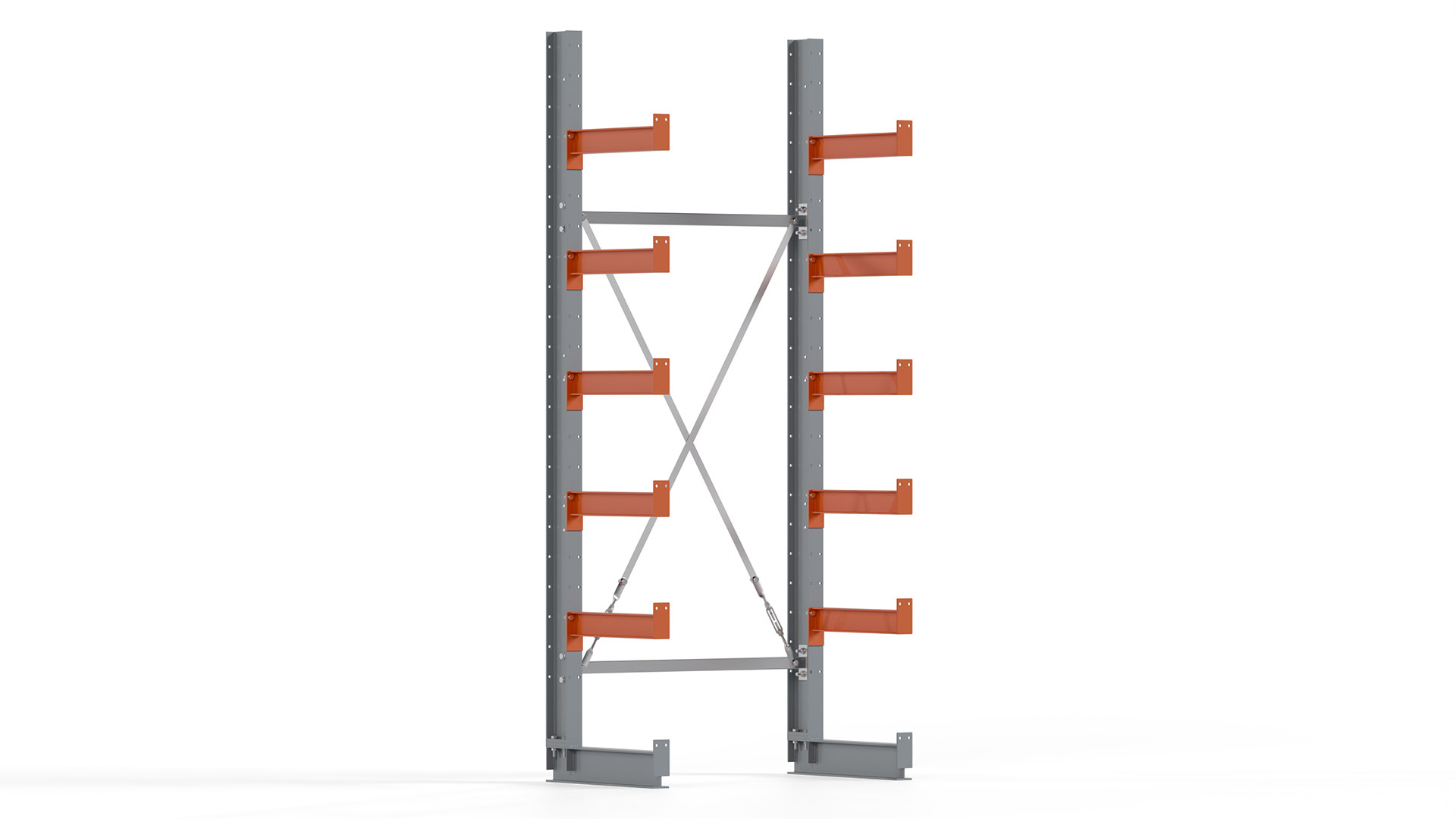 Kragarmregal KARL basic - lackiert - Breite: 100 cm - Höhe: 250 cm - Tiefe: 50 cm - Traglast je Kragarm: 870 kg - einseitig