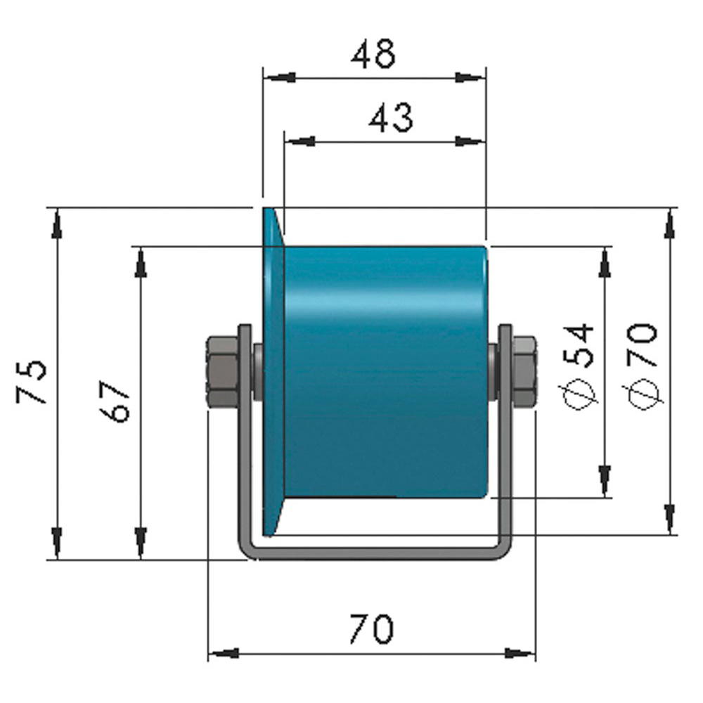 Colli-Rollenschiene, Profil 50/58/50x2,5 mm, verz., Doppel-Stahlr. KS-ummantelt m. Spurkranz, Traglast 40 kg/Rolle, Bauhöhe 67/75 mm, Achsabst. 100 mm