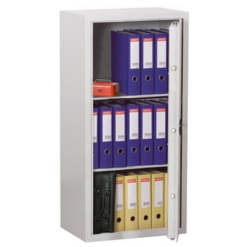 Aktentresor, Möbeltresor, Sicherheitsschrank, Safe zum Einbauen, 3 Fachböden, VdS Klasse 1, Farbe lichtgrau, 1.500 x 800 x 400 mm (HxBxT)