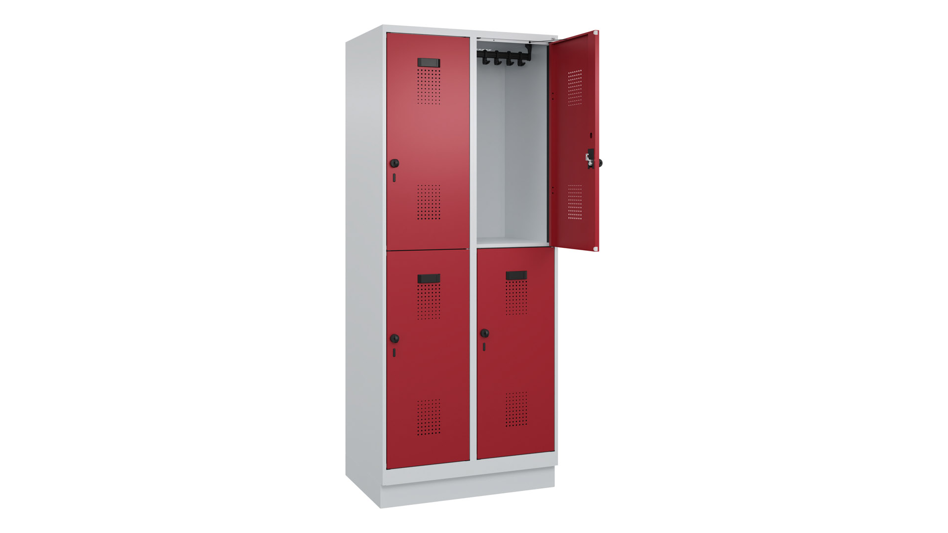 Garderobenspind doppelstöckig, Breite 80 cm, Höhe 195 cm, Tiefe 50 cm, 4 Fächer