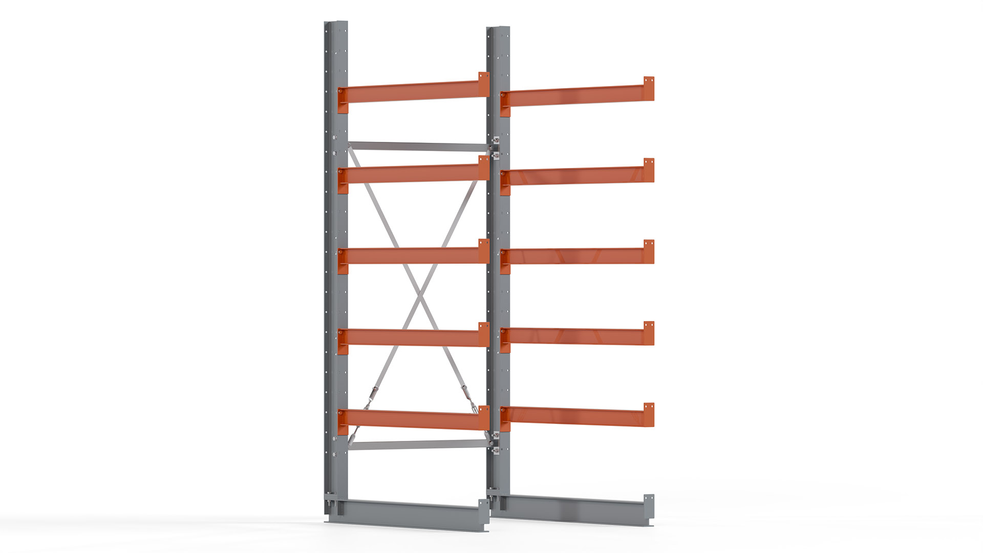 Kragarmregal KARL basic - lackiert - Breite: 100 cm - Höhe: 250 cm - Tiefe: 120 cm - Traglast je Kragarm: 370 kg - einseitig