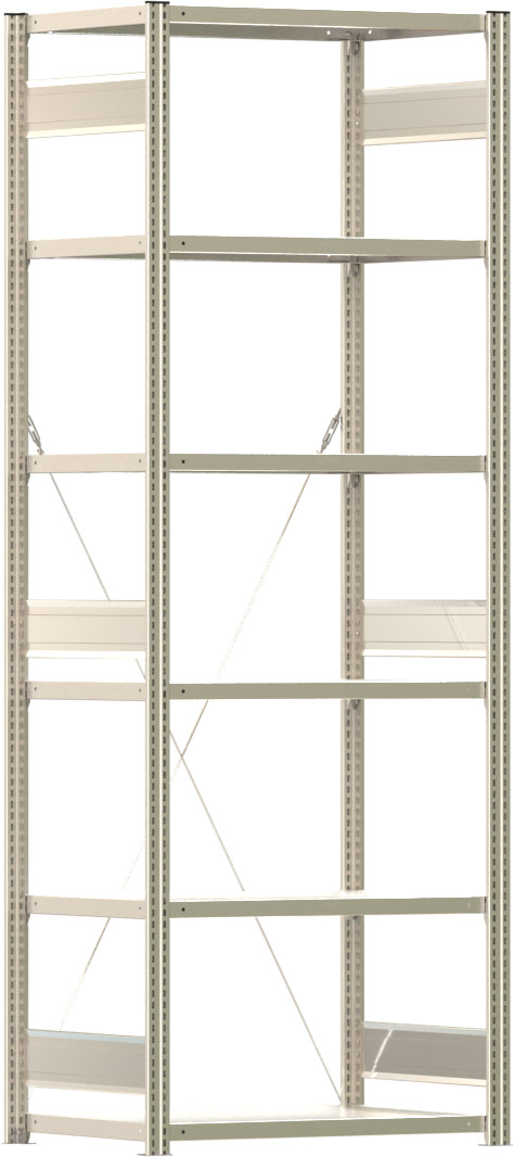 Fachbodenregal BERT - Breite: 87,5 cm - Tiefe: 60 cm - Höhe: 250 cm - 6 Böden - Grundregal