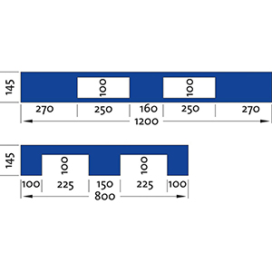 3-Kufen-Palette aus HDPE, Traglast statisch/dynamisch 5000/1000 kg, grau, BxTxH 1200x800x145 mm, mit Rand