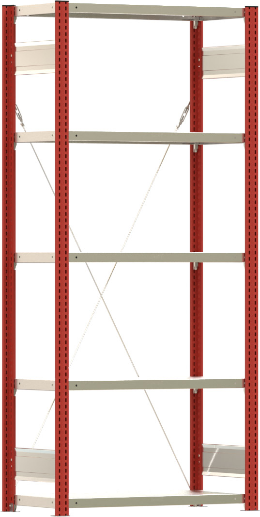 Fachbodenregal BERT - Breite: 87,5 cm - Tiefe: 40 cm - Höhe: 200 cm - 5 Böden - Grundregal