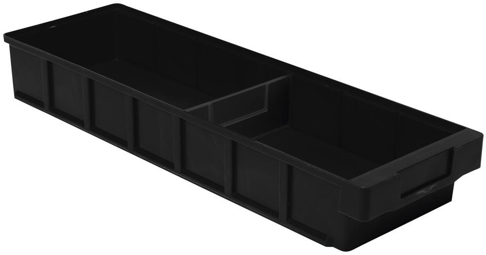Regalkasten, leitfähiges PP, BxTxH 186x600x83 mm, Farbe schwarz, VE 8 Stück, inkl. 1 Trennwand
