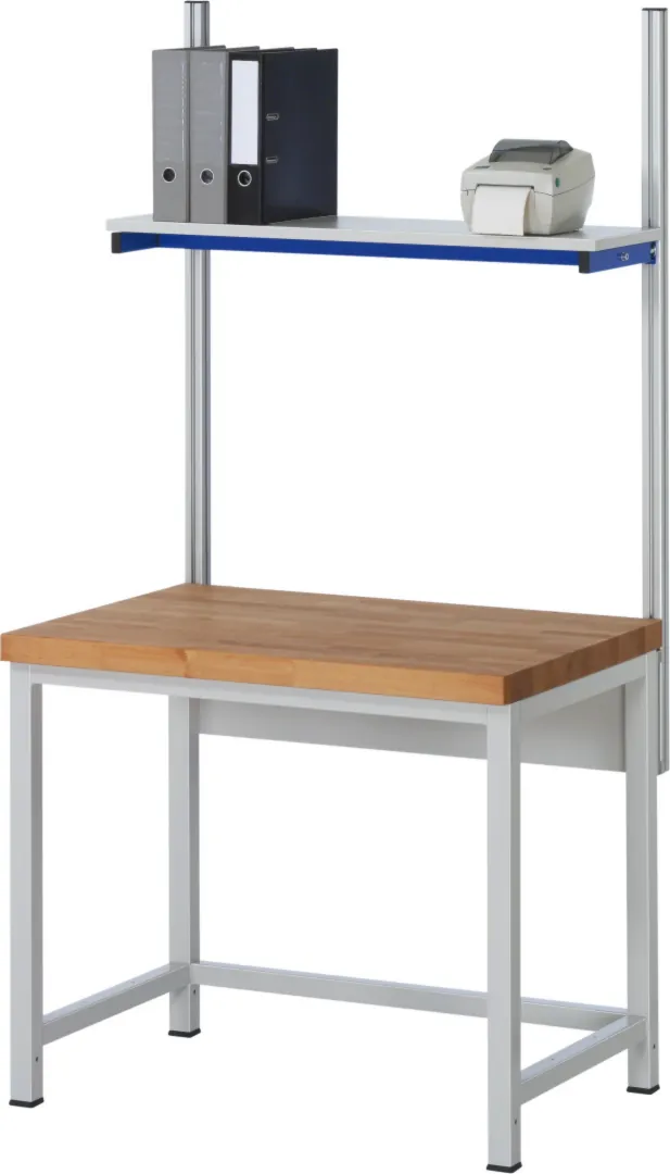 Werkbank Modell 8000 schwarz, BxTxH 1000x700x840-1040 mm,  Buche-Massiv Arbeitsplatte 40 mm