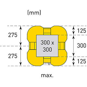 Säulenanfahrschutz, Polyethylen, Höhe 1100 mm, für eckige Säulen, Säulenmaße BxT max. 300x300 mm