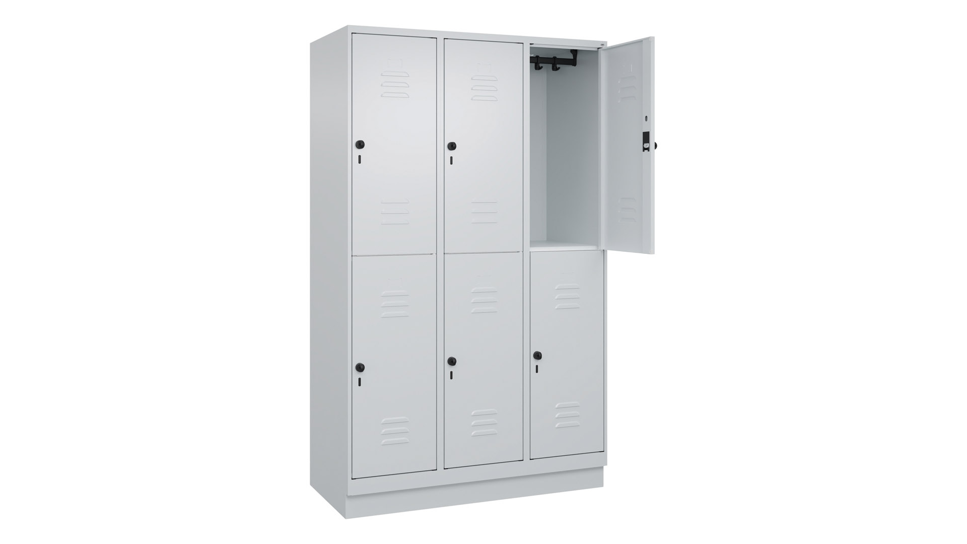 Garderobenspind doppelstöckig, Breite 120 cm, Höhe 195 cm, Tiefe 50 cm, 6 Fächer