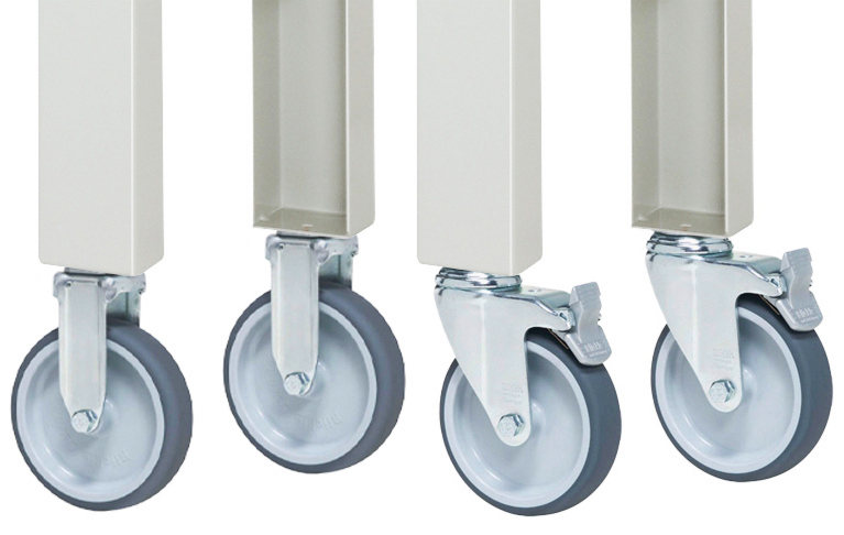 Fahrbare Werkbank Modell 7001 schwarz-rot, BxTxH 1000x900x950-1000 mm,  Buche-Massiv Arbeitsplatte 40 mm,  1 Schublade mit  Auszug 90 %