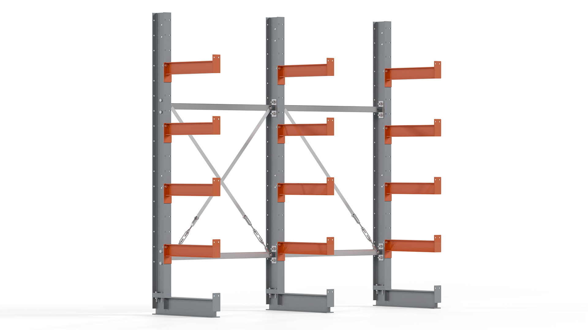 Kragarmregal KARL basic - lackiert - Breite: 200 cm - Höhe: 200 cm - Tiefe: 50 cm - Traglast je Kragarm: 870 kg - einseitig