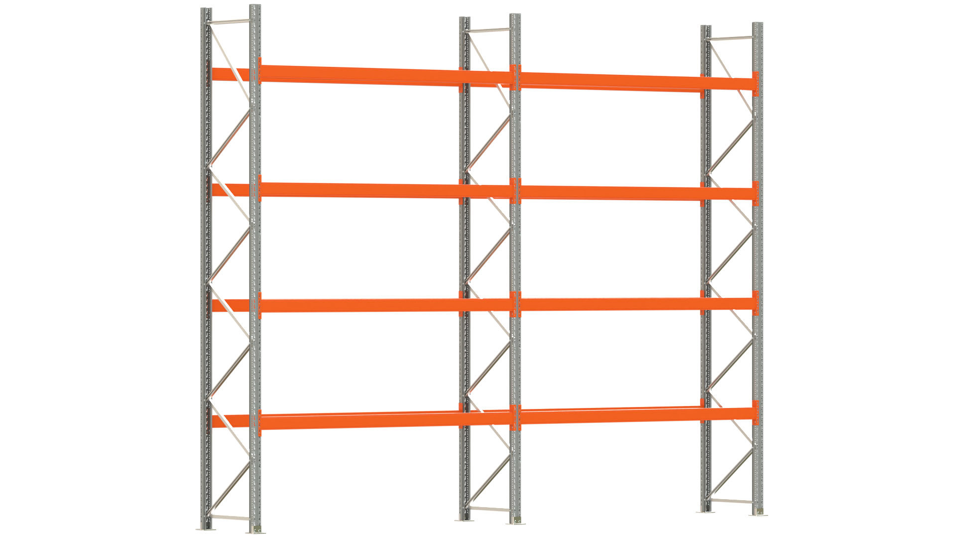 Palettenregal ARTUS - Breite 565,5 cm - Höhe 450 cm - Tiefe 80 cm - Fachlast 2000 kg - 20 Palettenstellplätze