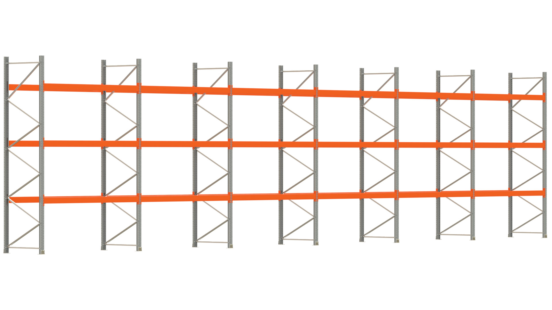 Palettenregal ARTUS - Breite 1679,5 cm - Höhe 400 cm - Tiefe 110 cm - Fachlast 2910 kg - 72 Palettenstellplätze