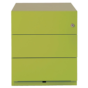 Rollcontainer, BxTxH 420x565x495 mm, 3 Schubladen, seitliche Griffleisten, grün