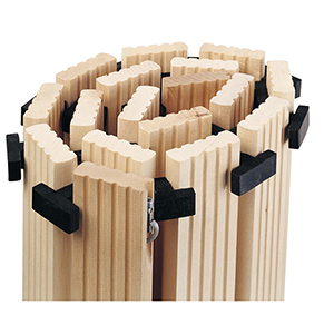 Holzlaufrost aus abgelagertem Buchenholz, inkl. kunststoffummanteltem Stahlseil und T-Gummipuffern, BxH 1200x36 mm, Gummilagerung: 3-fach (Bestellung 1 mtr = 1 Stück)
