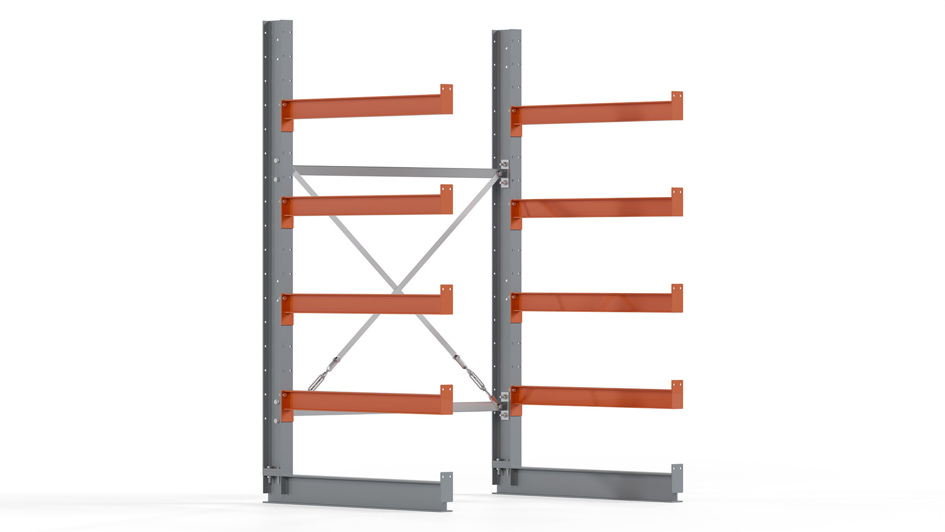 Kragarmregal KARL basic - lackiert - Breite: 128 cm - Höhe: 200 cm - Tiefe: 100 cm - Traglast je Kragarm: 450 kg - einseitig