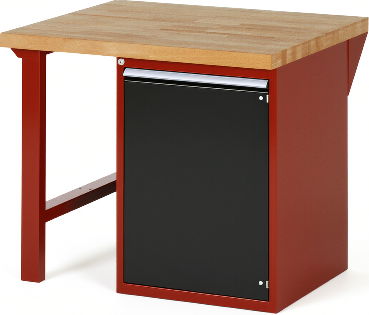 Werkbank Modell 7501 rot - schwarz, BxTxH 1000x900x890 mm,  Buche-Massiv Arbeitsplatte 40 mm