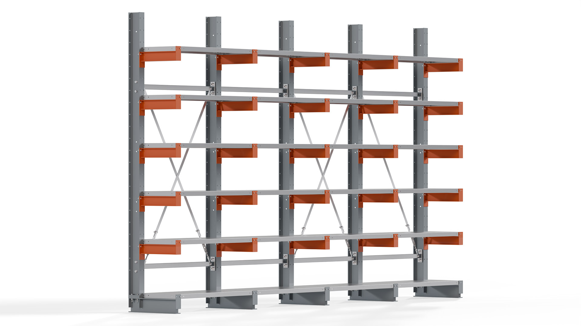 Kragarmregal KARL basic - lackiert - Breite: 400 cm - Höhe: 250 cm - Tiefe: 40 cm - Traglast je Kragarm: 1100 kg - einseitig