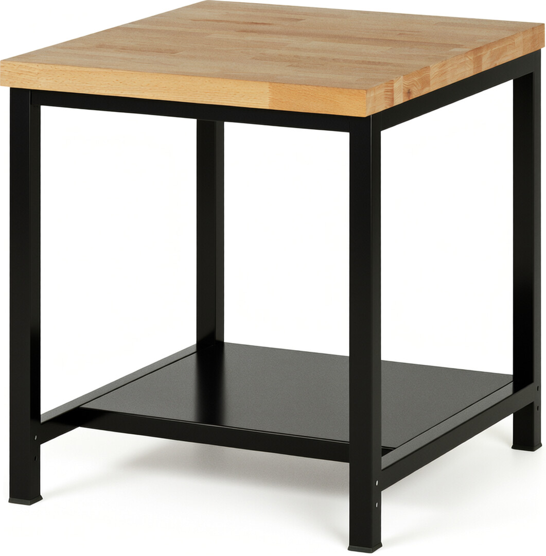 RAU Werkbank schwarz - Breite 75 cm - Tiefe 90 cm - Höhe 104 cm - Buche-Massiv Arbeitsplatte 40 mm