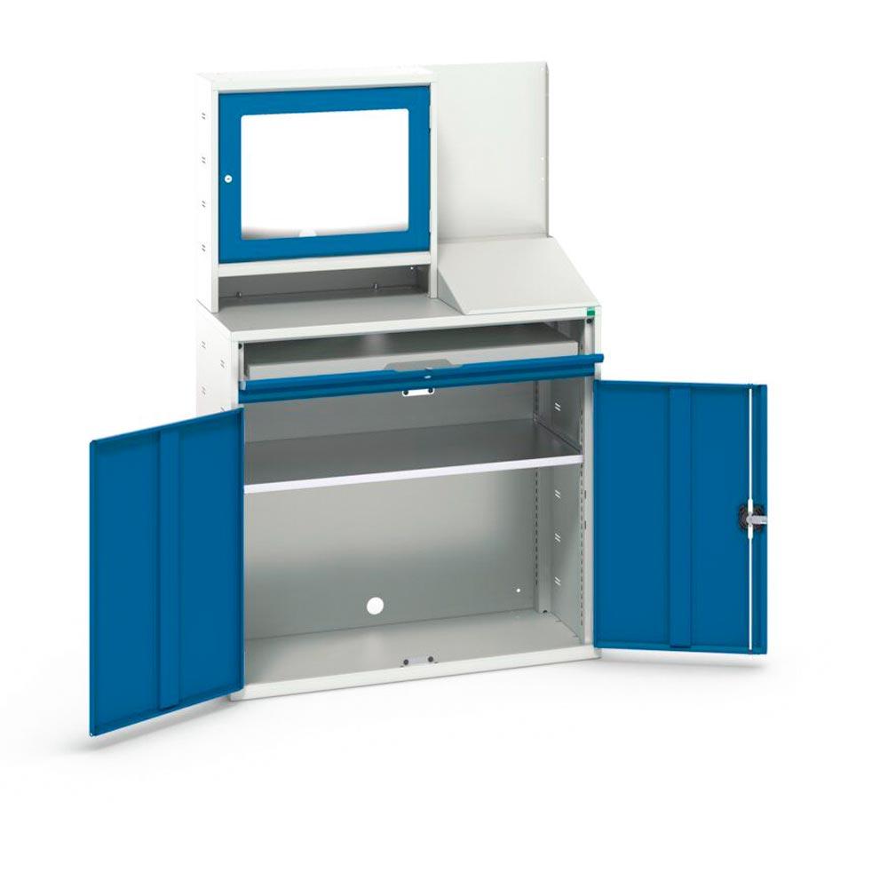 Computerschrank mit Bildschirmfach und Tablar