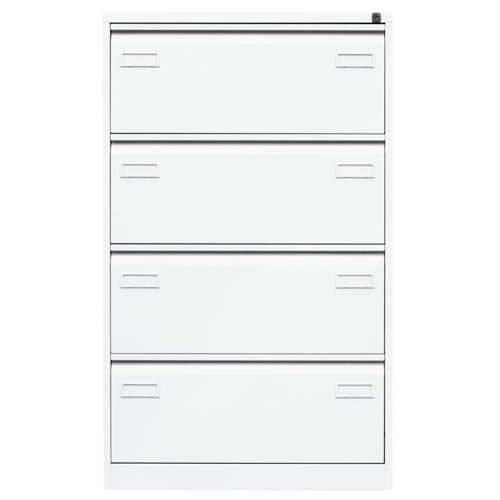 Hängeregisterschrank LIGHT, BxTxH 800x622x1321 mm, doppelbahnig, 4 Schubladen, Griffleiste, verkehrsweiß