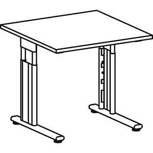 Schreibtisch, BxTxH 800x800x680-820 mm, höhenverstellbar, Platte lichtgrau, C-Fuß-Gestell silber