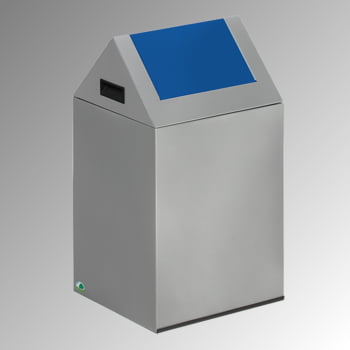 Selbstlöschender Wertstoffsammler - Kopfteil spitz - 43 l - silber/blau - Höhe 600 mm - Abfallbehälter