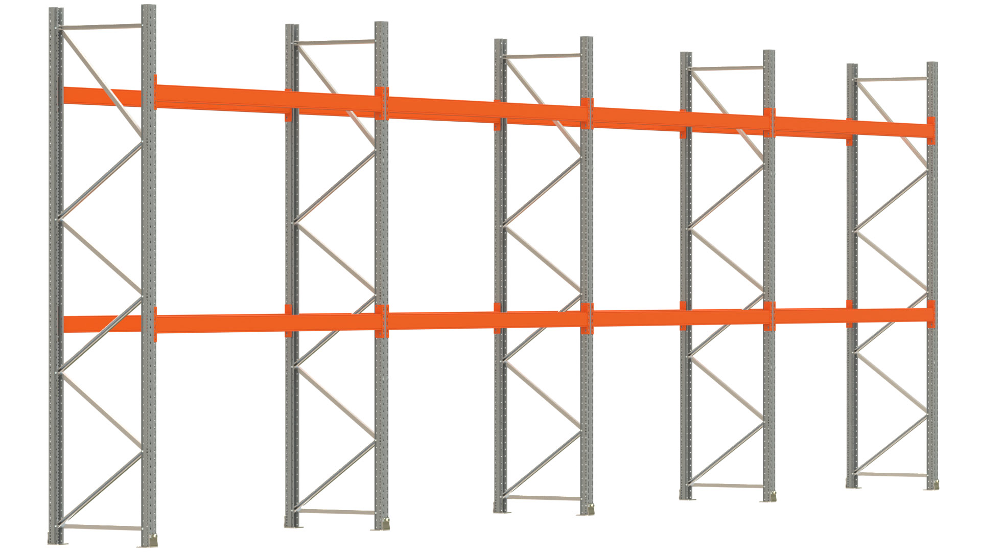 Palettenregal ARTUS - Breite 1122,5 cm - Höhe 350 cm - Tiefe 80 cm - 2 Träger-Ebenen - max. Fachlast 2100 kg - 24 Palettenstellplätze