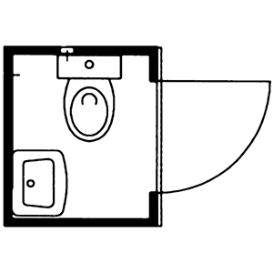 Toilettenbox, verzinkt, inkl. Eckwaschbecken und Tiefspülklosett, BxTxH 1400x1250x2425 mm