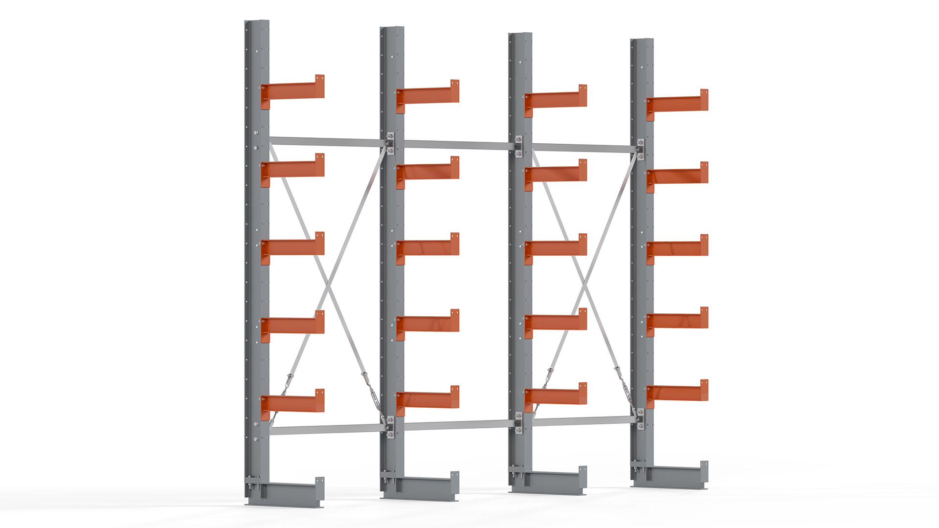 Kragarmregal KARL basic - lackiert - Breite: 300 cm - Höhe: 250 cm - Tiefe: 40 cm - Traglast je Kragarm: 1100 kg - einseitig