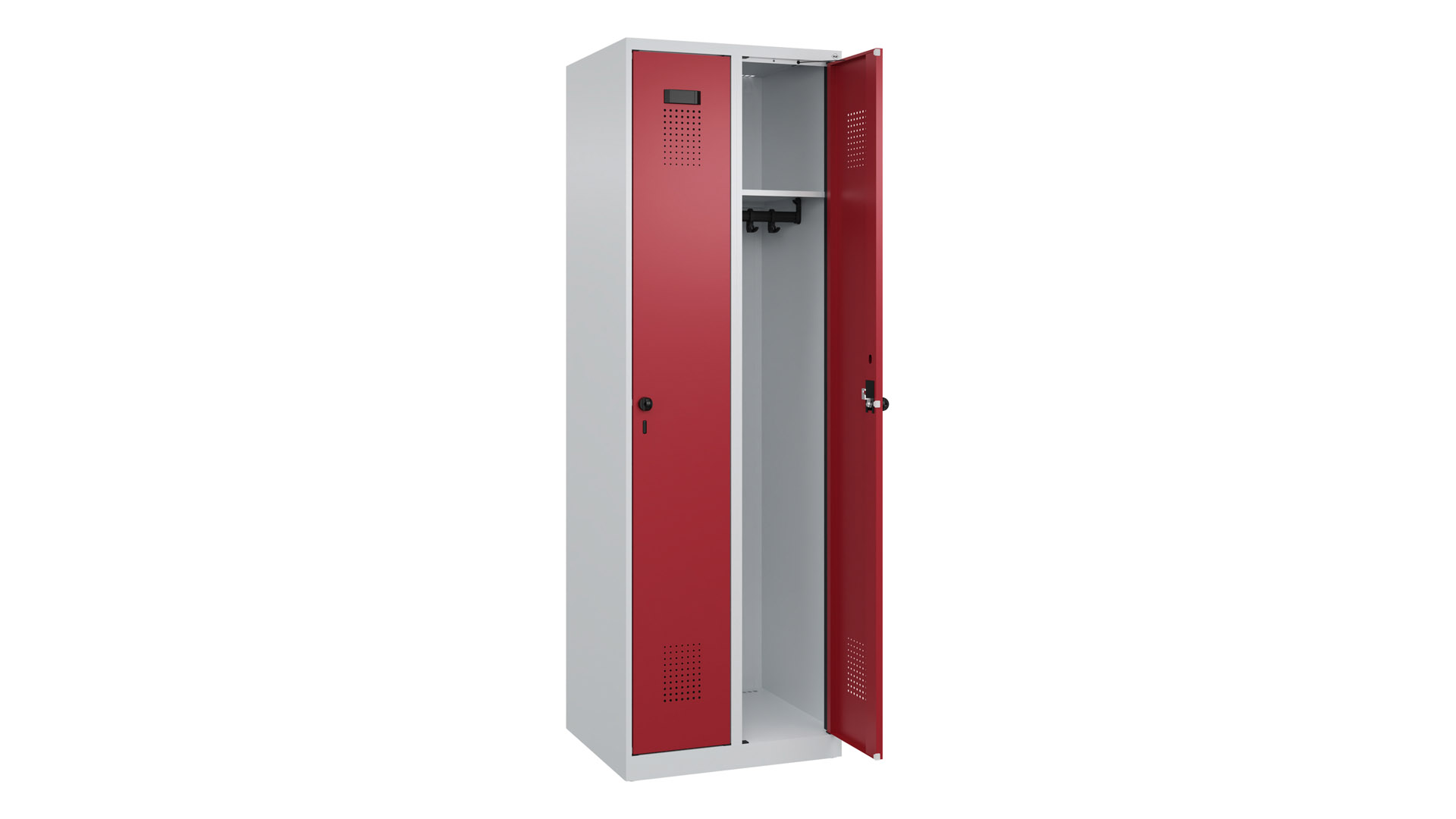 Spind - Garderobenschrank, Breite 60 cm, Höhe 185 cm, Tiefe 50 cm, 2 Abteile