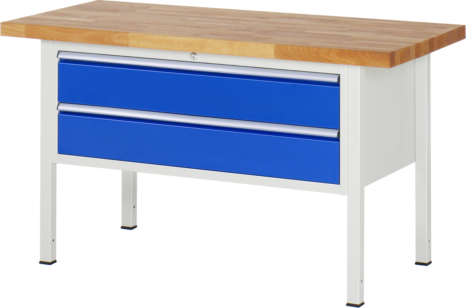 Werkbank Modell 8325 rot - schwarz, BxTxH 1500x700x840-1040 mm,  Buche-Massiv Arbeitsplatte 40 mm,  2 Schubladen mit  Auszug 90 %