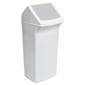 Abfallbehälter mit schwenkbarer Einwurfklappe im Deckel, Volumen 40 l, BxTxH 366x320 x747 mm, Farbe weiß/grau