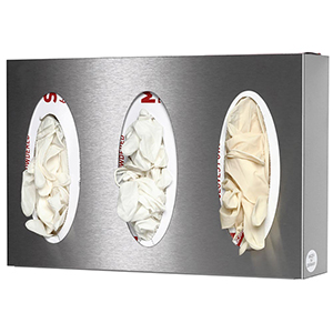Edelstahl Wandspender, 3-fach für Handschuhboxen, geschlossen, 250x380x80 mm, inkl. Befestigungsmaterial