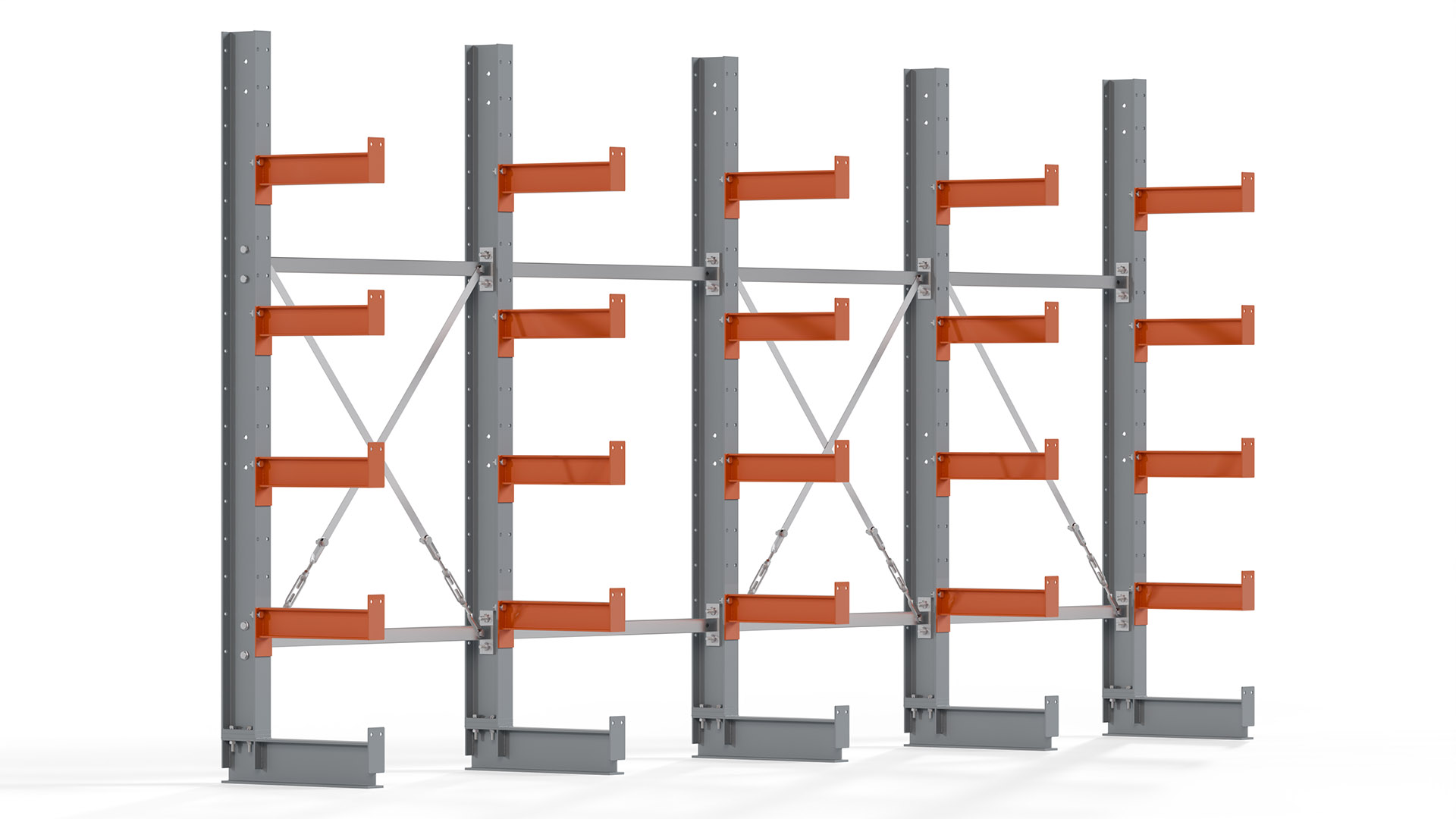 Kragarmregal KARL basic - lackiert - Breite: 400 cm - Höhe: 200 cm - Tiefe: 40 cm - Traglast je Kragarm: 1100 kg - einseitig