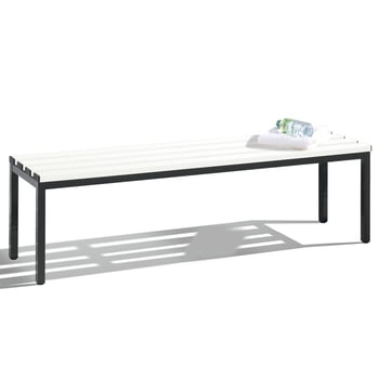 C+P Garderobenbank, Sitzbank für Umkleide in Verein oder Schule, Gestellfarbe schwarzgrau, Kunststoffleisten, 420 x 1.500 x 353 mm (HxBxT)