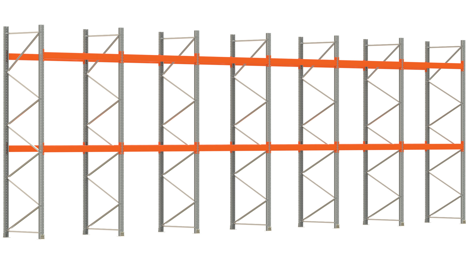 Palettenregal ARTUS - Breite 1199,5 cm - Höhe 400 cm - Tiefe 110 cm - Fachlast 3000 kg - 36 Palettenstellplätze