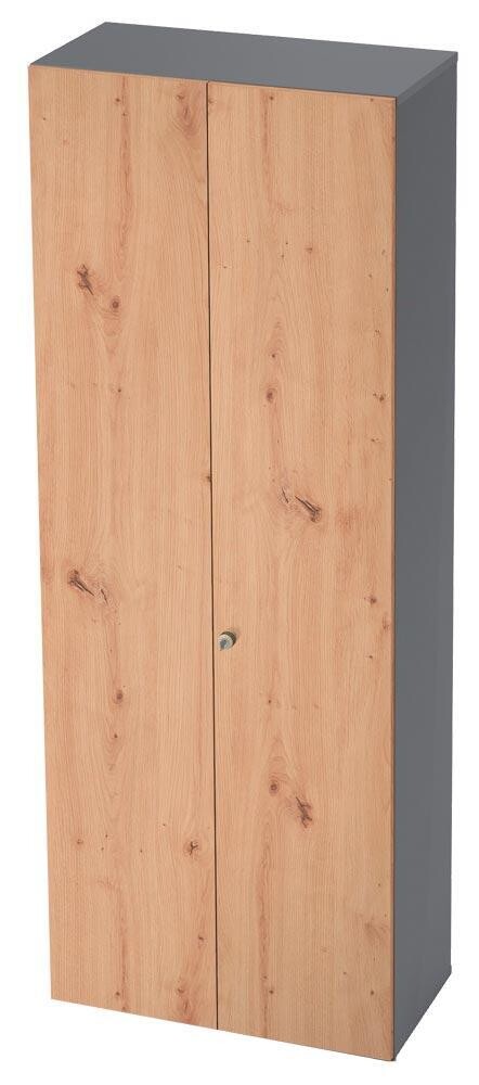 Flügeltürenschrank 6 OH - BxTxH 800x420x2156 mm - graphit / asteiche