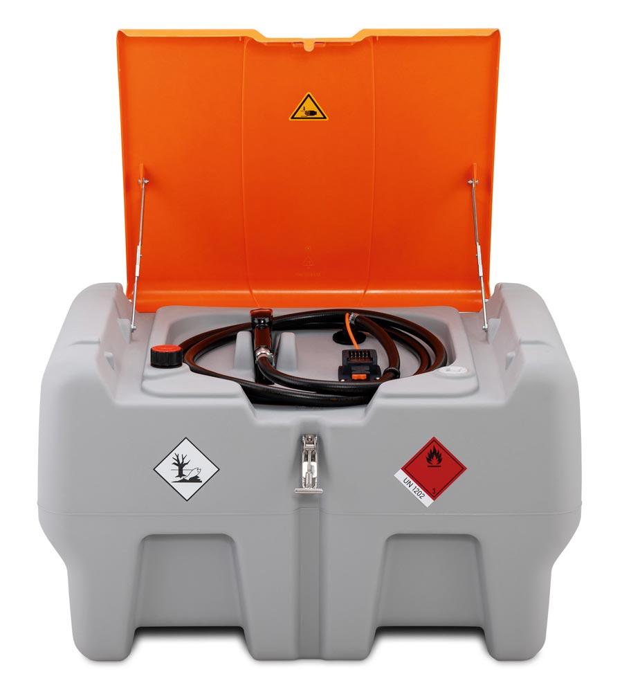 Mobile Dieseltankstation, Vol. 440 l, Klappdeckel, Elektropumpe 12 V, 30 l/min, ohne Akku und Ladegerät ASC55, BxTxH 1180x800x710 mm