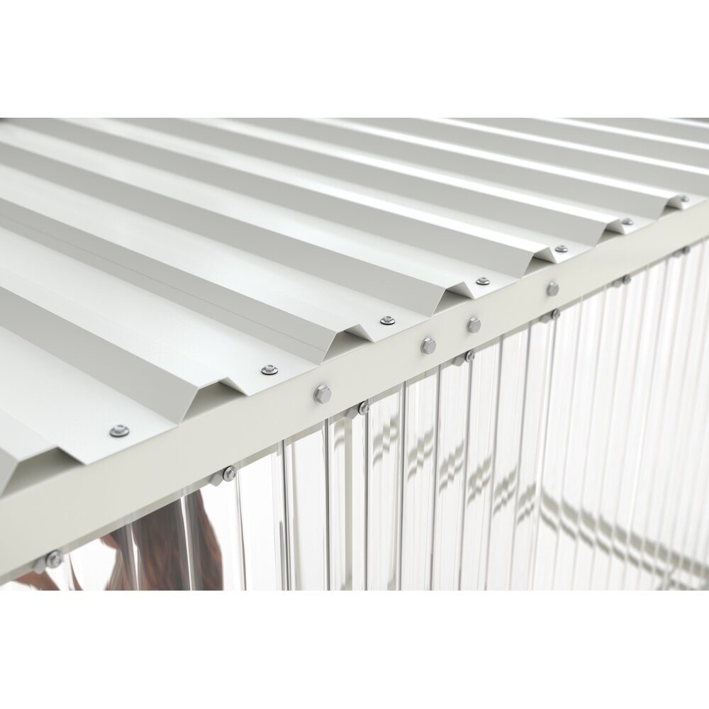 Raucherunterstand, Flachdach, für 4-5 Personen, grauweiß, Stahl/PVC, 2.360 x 2.960 x 1.580 mm (HxBxT), Bausatz