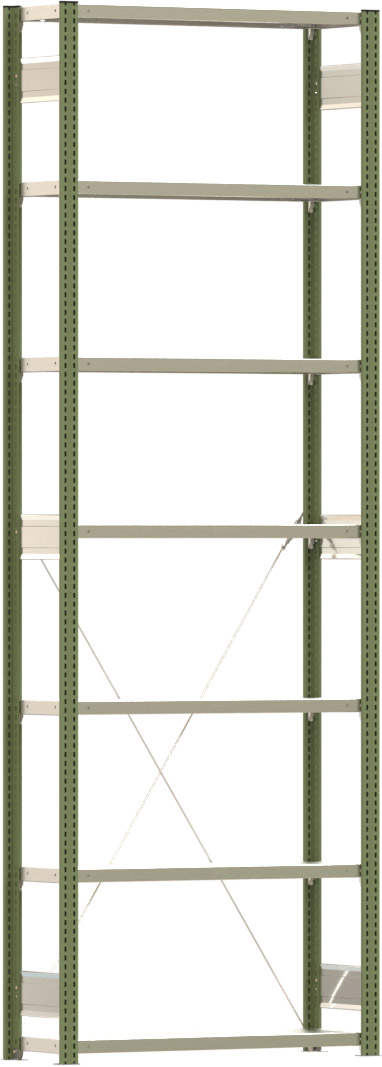 Fachbodenregal BERT - Breite: 100,5 cm - Tiefe: 30 cm - Höhe: 300 cm - 7 Böden - Grundregal
