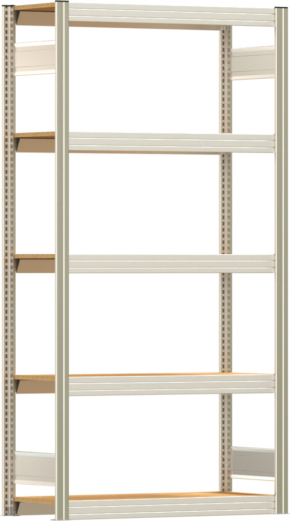 Fachbodenregal BERT - Breite: 100,5 cm - Tiefe: 40 cm - Höhe: 200 cm - 5 Böden - Grundregal