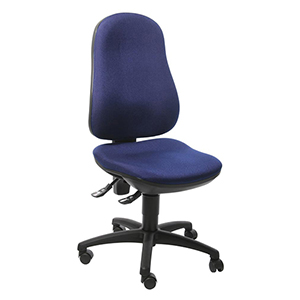 Bürodrehstuhl, Sitz-BxTxH 460x460x420-550 mm, Lehnenh. 580 mm, Permanentk., Bandscheibensitz, royalblau