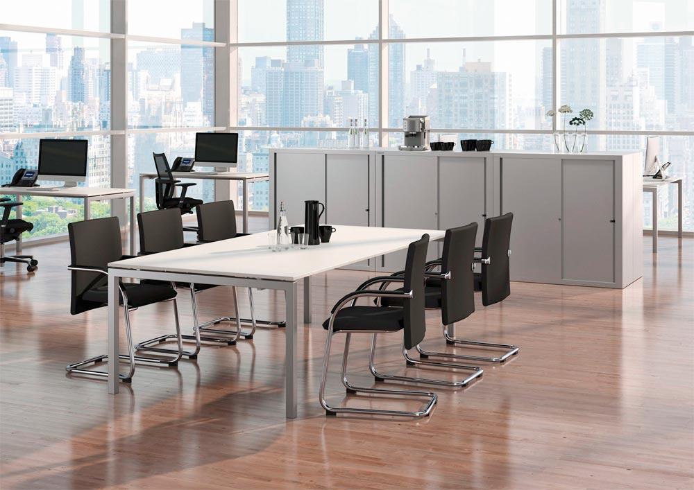 Schiebetürenschrank, BxTxH 1200x430x1980 mm, 5 OH, 4 Fachböden, Korpus/Türen lichtgrau