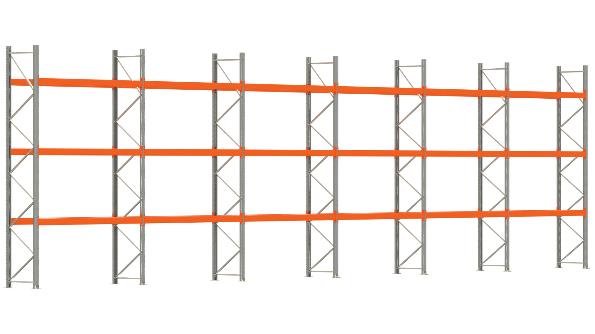 Palettenregal ARTUS - Breite 1679,5 cm - Höhe 450 cm - Tiefe 80 cm - Fachlast 2910 kg - 48 Palettenstellplätze