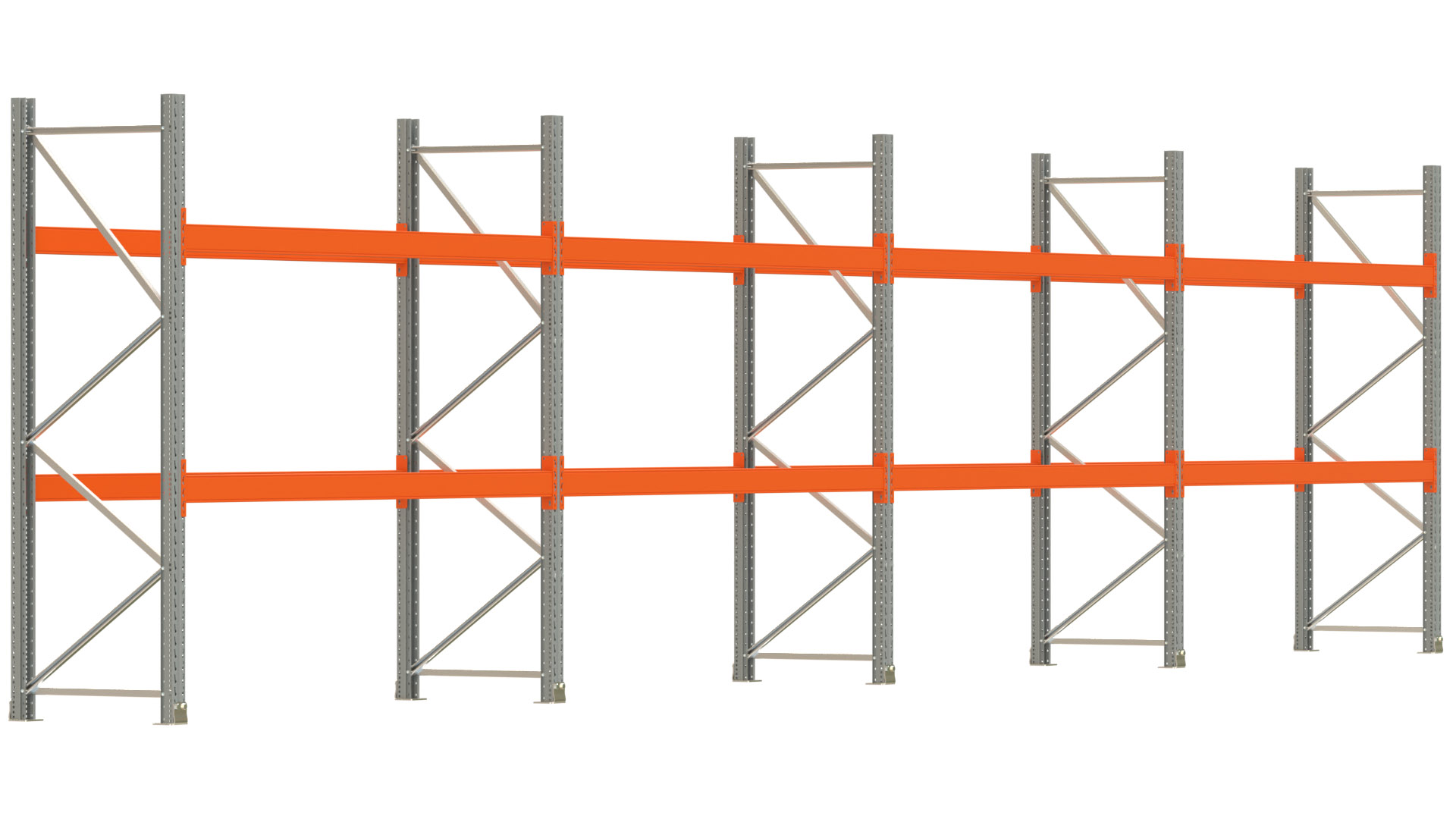 Palettenregal ARTUS - Breite 1122,5 cm - Höhe 250 cm - Tiefe 80 cm - 2 Träger-Ebenen - max. Fachlast 2100 kg - 24 Palettenstellplätze