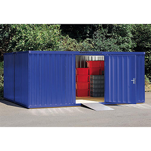 Materialcontainer, 3 Module, verzinkt, im Werk vormontiert, lackiert in RAL-Farbe nach Wunsch, BxTxH 4050x6520x2150 mm, mit Holzfußboden