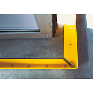 Schrammbord, mit Stahl-Winkel, Länge 800 mm, TxH 100x150 mm, kunststoffbeschichtet gelb