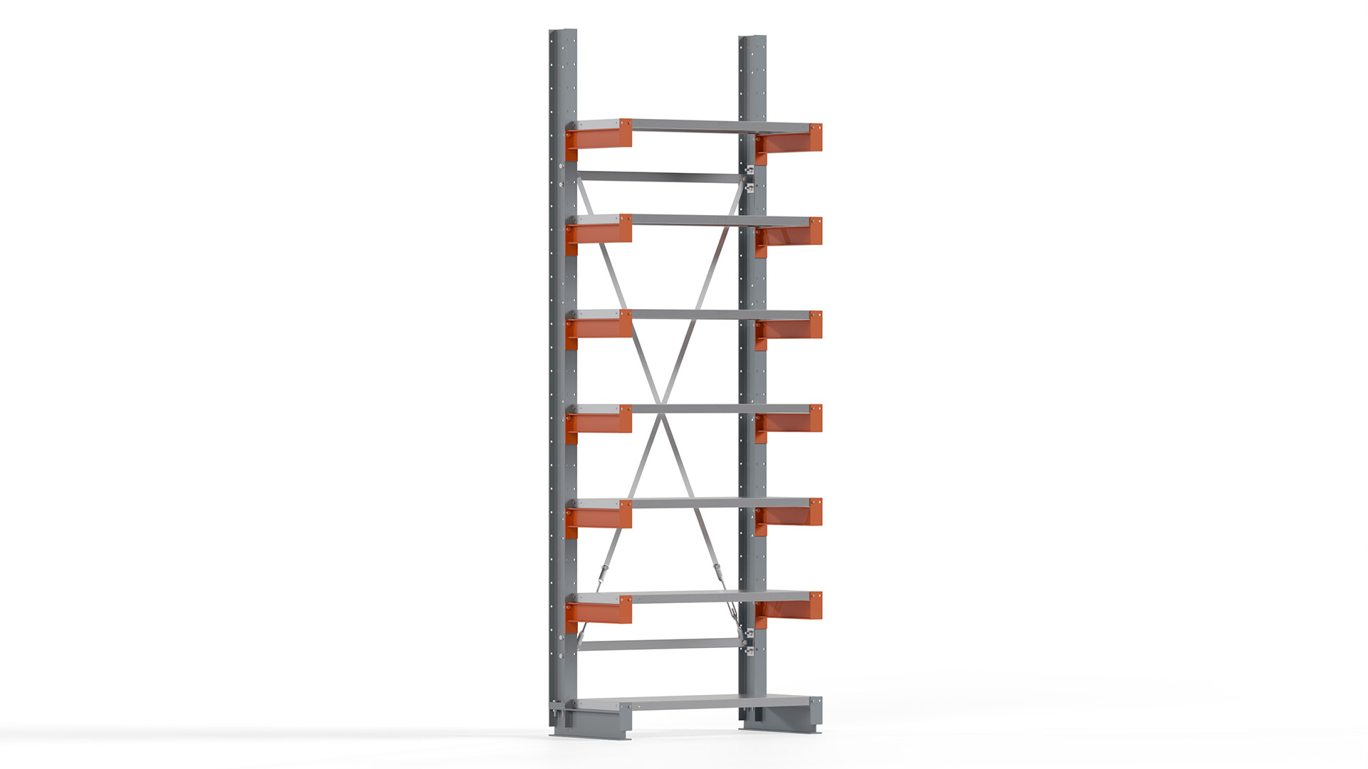 Kragarmregal KARL basic - lackiert - Breite: 100 cm - Höhe: 300 cm - Tiefe: 40 cm - Traglast je Kragarm: 1100 kg - einseitig