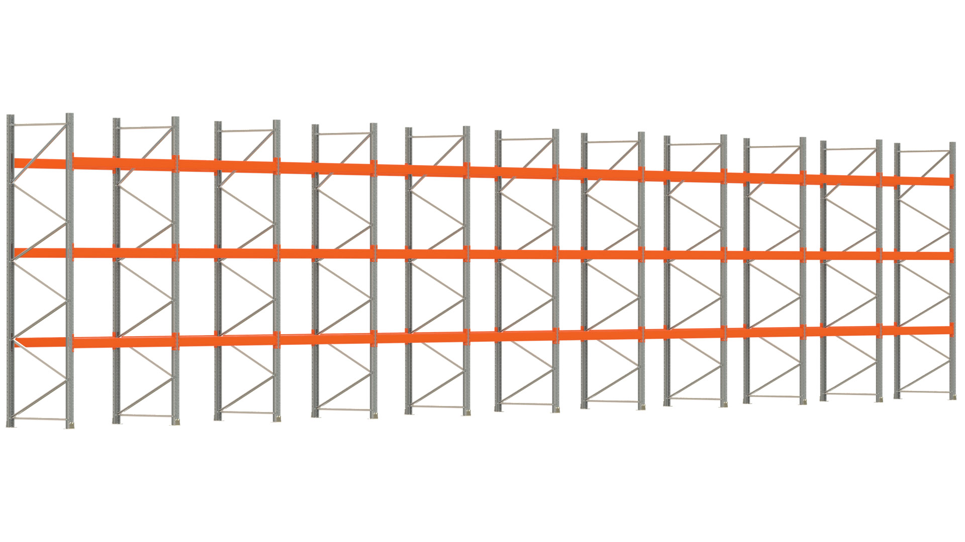 Palettenregal ARTUS - Breite 1993,5 cm - Höhe 400 cm - Tiefe 110 cm - Fachlast 2000 kg - 80 Palettenstellplätze