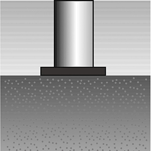 Sperrpfosten aus Alu, quadratisch 70x70 mm, mit 3 roten Ringen, mit Bodenplatte zum Aufschrauben